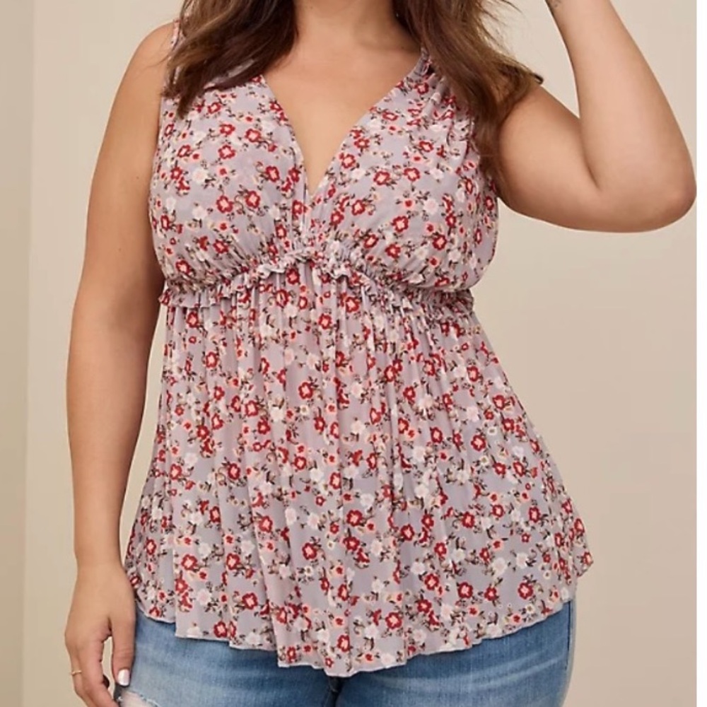 Babydoll Mesh V Neck Tank - Picture 7 of 7